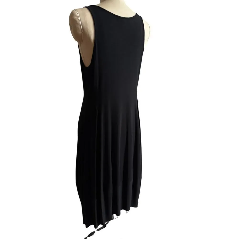Eileen‎ Fisher Black Tank Dress with Tulip Hem Women's Size Large EUC